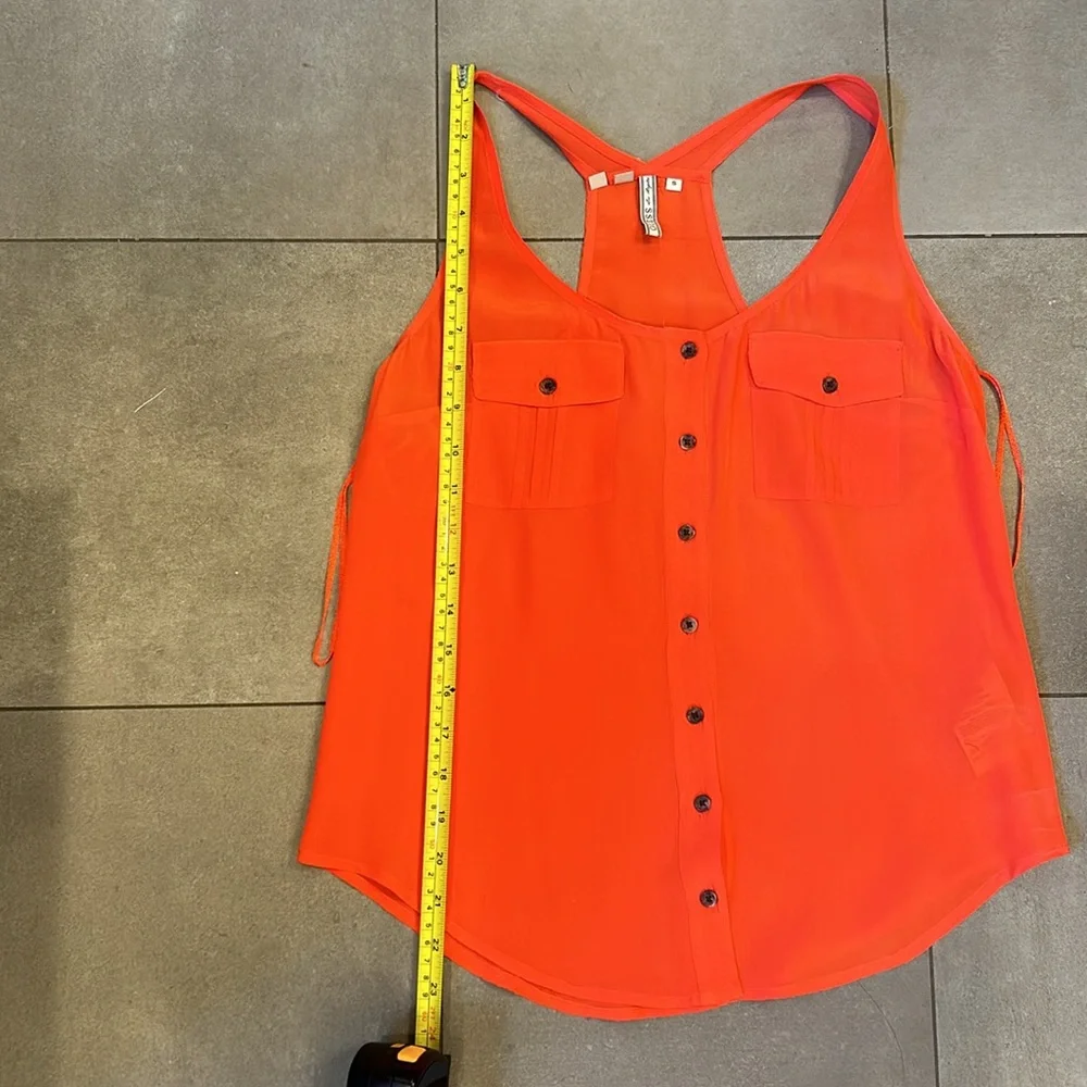 Guess All Silk Razor Back Button Down Blouse - Picture 3 of 7